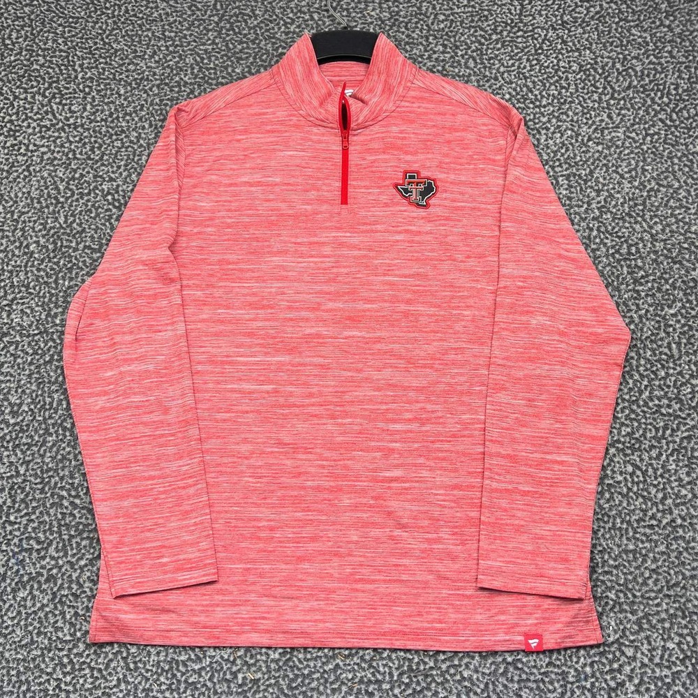 Texas Tech Red Raiders Shirt Men Large Red Fanatics 1/4 Zip Pullover New L